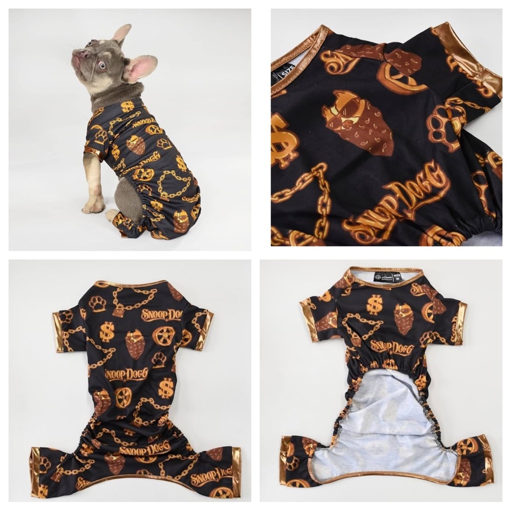 NEW Snoop Doggie Doggs Deluxe Pet PJs w/an Off The Chain graphic print, size M